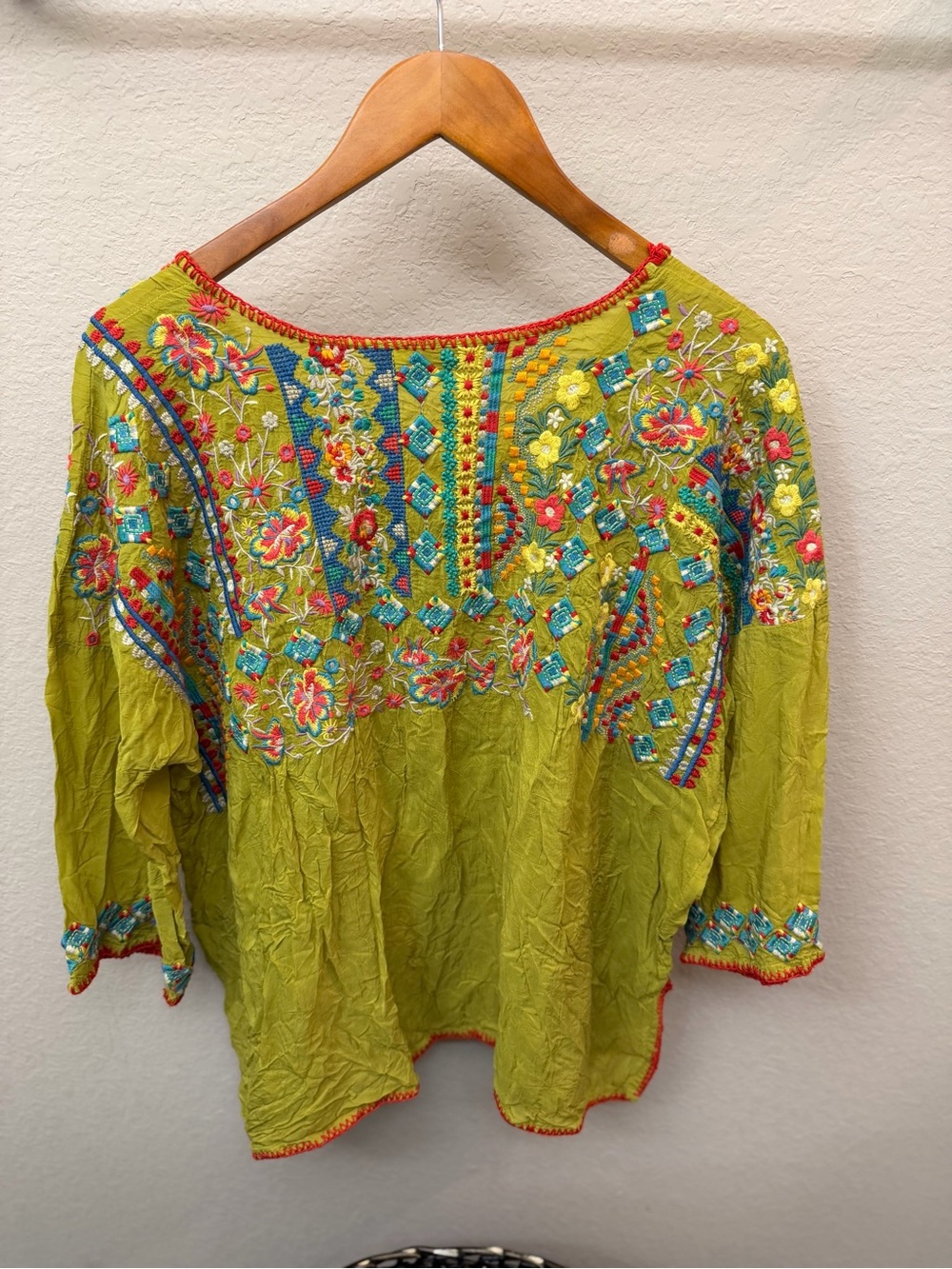 Johnny Was Lime Green Multicolor Embroidered Tunic - Picture 2 of 4